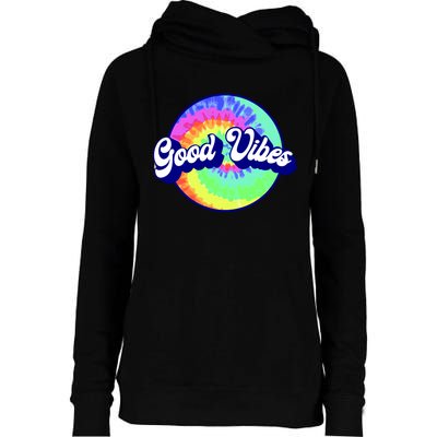 70s Retro Groovy Hippie Good Vibes Womens Funnel Neck Pullover Hood