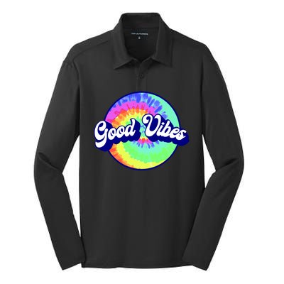 70s Retro Groovy Hippie Good Vibes Silk Touch Performance Long Sleeve Polo