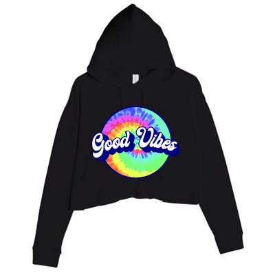 70s Retro Groovy Hippie Good Vibes Crop Fleece Hoodie
