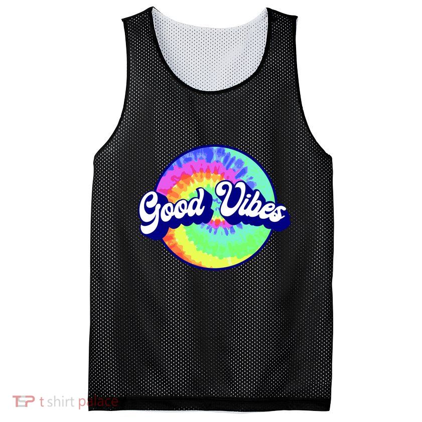 70s Retro Groovy Hippie Good Vibes Mesh Reversible Basketball Jersey Tank