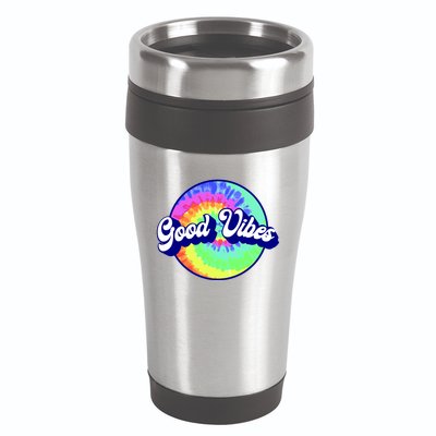 70s Retro Groovy Hippie Good Vibes 16oz Travel Tumbler