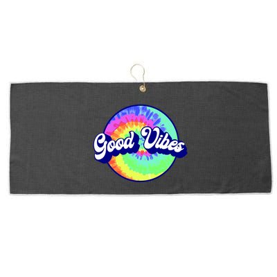 70s Retro Groovy Hippie Good Vibes Large Microfiber Waffle Golf Towel