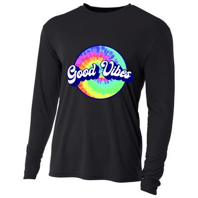 70s Retro Groovy Hippie Good Vibes Cooling Performance Long Sleeve Crew