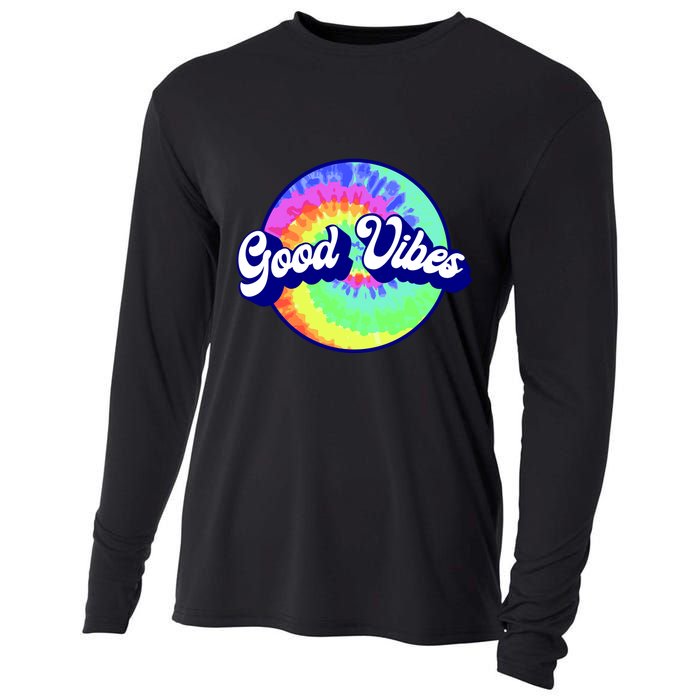 70s Retro Groovy Hippie Good Vibes Cooling Performance Long Sleeve Crew