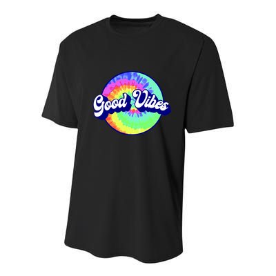 70s Retro Groovy Hippie Good Vibes Youth Performance Sprint T-Shirt