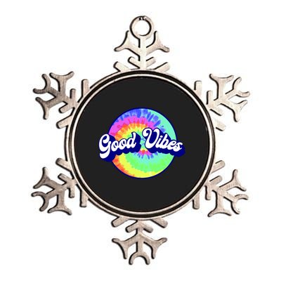 70s Retro Groovy Hippie Good Vibes Metallic Star Ornament