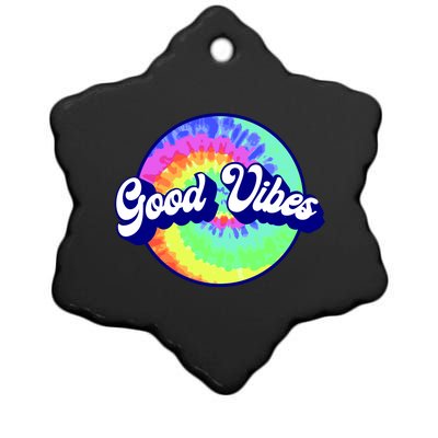 70s Retro Groovy Hippie Good Vibes Ceramic Star Ornament