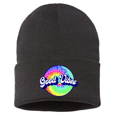 70s Retro Groovy Hippie Good Vibes Sustainable Knit Beanie