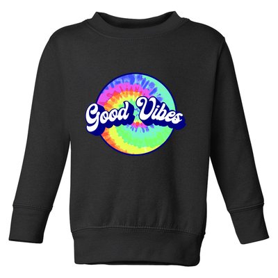 70s Retro Groovy Hippie Good Vibes Toddler Sweatshirt