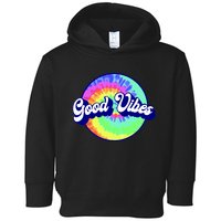 70s Retro Groovy Hippie Good Vibes Toddler Hoodie