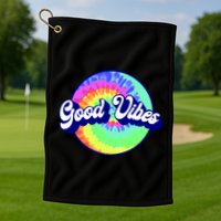 70s Retro Groovy Hippie Good Vibes Golf Towel