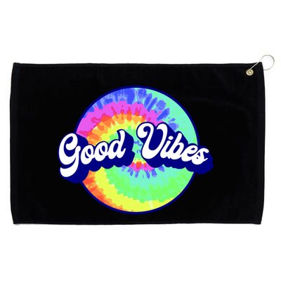 70s Retro Groovy Hippie Good Vibes Grommeted Golf Towel