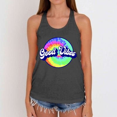 70s Retro Groovy Hippie Good Vibes Women's Knotted Racerback Tank