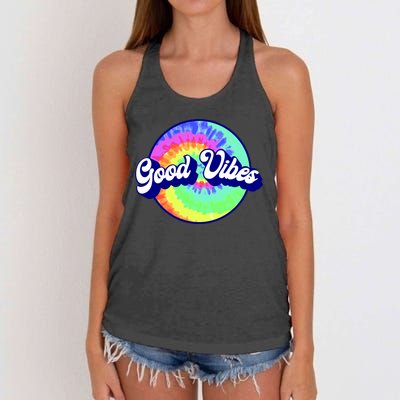 70s Retro Groovy Hippie Good Vibes Women's Knotted Racerback Tank