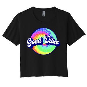 70s Retro Groovy Hippie Good Vibes Women's Crop Top Tee