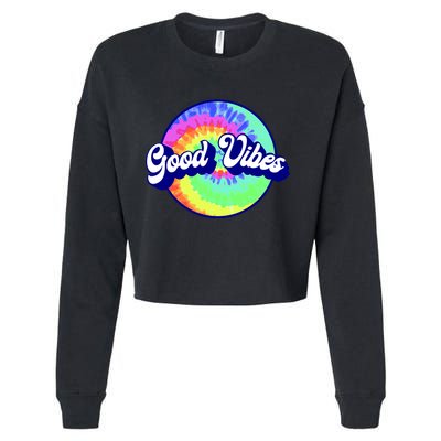70s Retro Groovy Hippie Good Vibes Cropped Pullover Crew