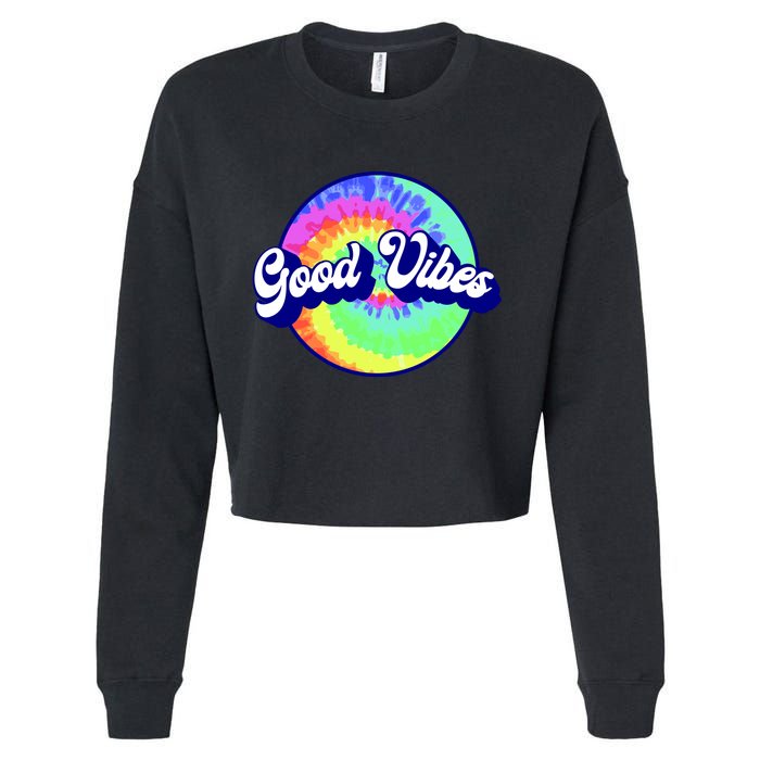 70s Retro Groovy Hippie Good Vibes Cropped Pullover Crew