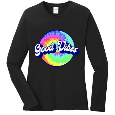 70s Retro Groovy Hippie Good Vibes Ladies Long Sleeve Shirt