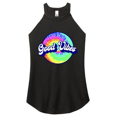70s Retro Groovy Hippie Good Vibes Women's Perfect Tri Rocker Tank