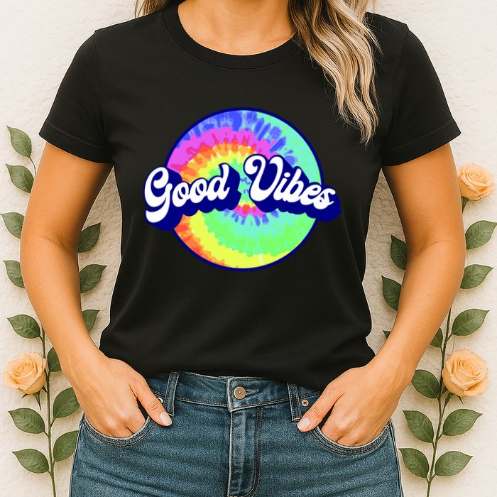 70s Retro Groovy Hippie Good Vibes Womens T-Shirt