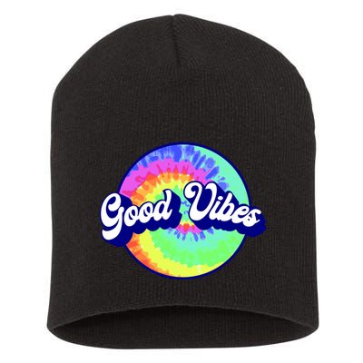 70s Retro Groovy Hippie Good Vibes Short Acrylic Beanie