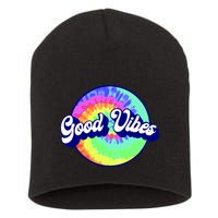 70s Retro Groovy Hippie Good Vibes Short Acrylic Beanie