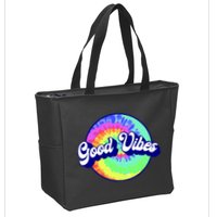 70s Retro Groovy Hippie Good Vibes Zip Tote Bag