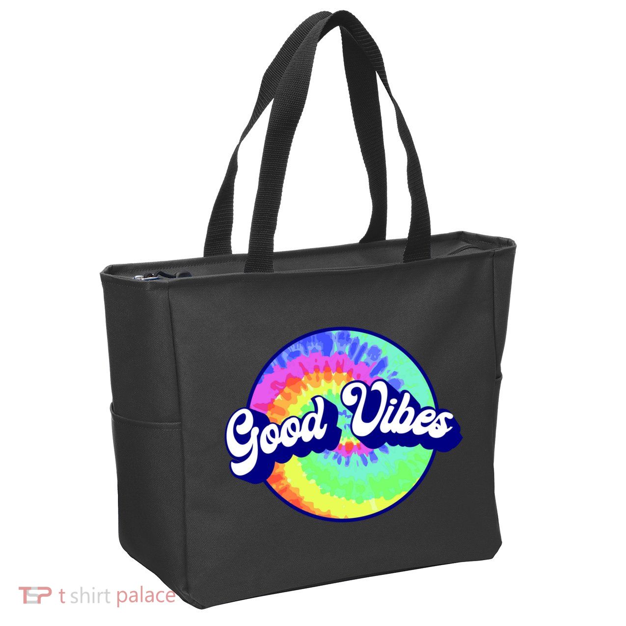 70s Retro Groovy Hippie Good Vibes Zip Tote Bag