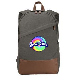 70s Retro Groovy Hippie Good Vibes Cotton Canvas Backpack