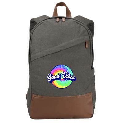 70s Retro Groovy Hippie Good Vibes Cotton Canvas Backpack