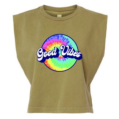 70s Retro Groovy Hippie Good Vibes Garment-Dyed Women's Muscle Tee