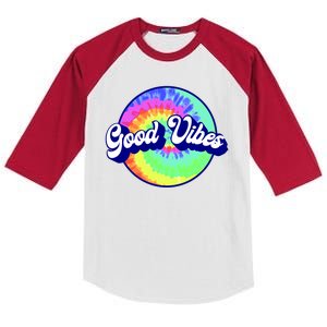 70s Retro Groovy Hippie Good Vibes Kids Colorblock Raglan Jersey