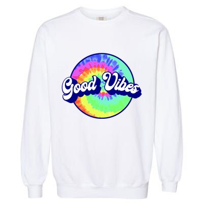 70s Retro Groovy Hippie Good Vibes Garment-Dyed Sweatshirt