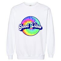 70s Retro Groovy Hippie Good Vibes Garment-Dyed Sweatshirt