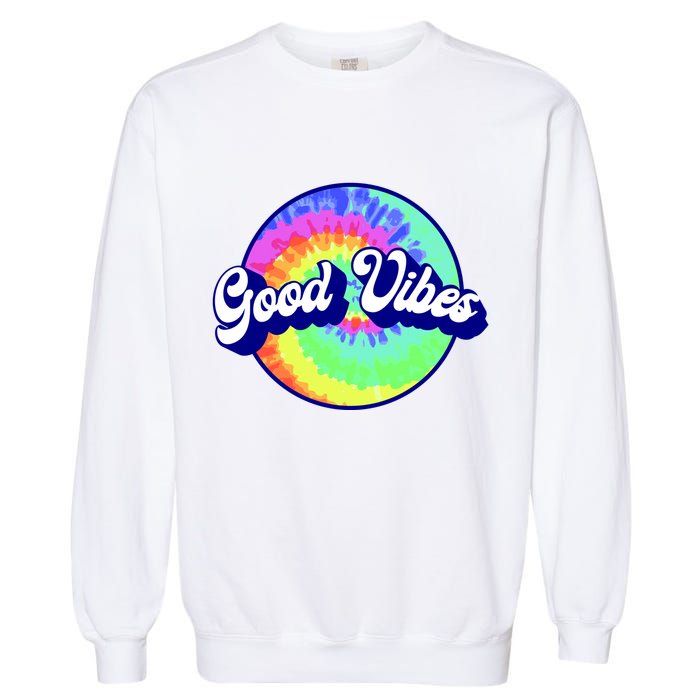 70s Retro Groovy Hippie Good Vibes Garment-Dyed Sweatshirt
