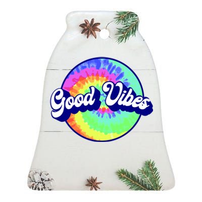 70s Retro Groovy Hippie Good Vibes Ceramic Bell Ornament