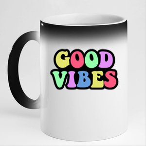 70s Retro Groovy Hippie Good Vibes Bold 11oz Black Color Changing Mug