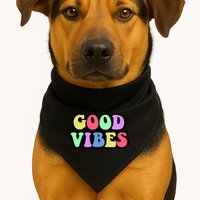 70s Retro Groovy Hippie Good Vibes Bold USA-Made Doggie Bandana