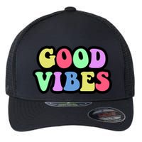 70s Retro Groovy Hippie Good Vibes Bold Flexfit Unipanel Trucker Cap