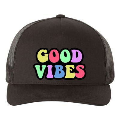 70s Retro Groovy Hippie Good Vibes Bold Yupoong Adult 5-Panel Trucker Hat