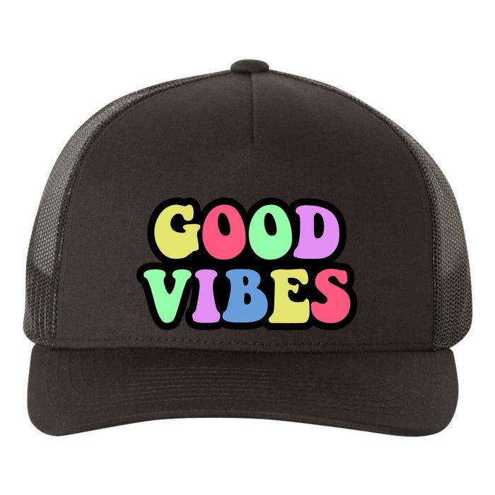 70s Retro Groovy Hippie Good Vibes Bold Yupoong Adult 5-Panel Trucker Hat