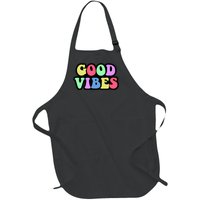 70s Retro Groovy Hippie Good Vibes Bold Full-Length Apron With Pockets