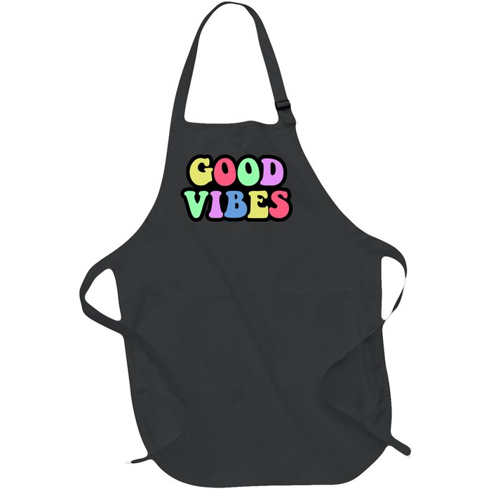 70s Retro Groovy Hippie Good Vibes Bold Full-Length Apron With Pockets