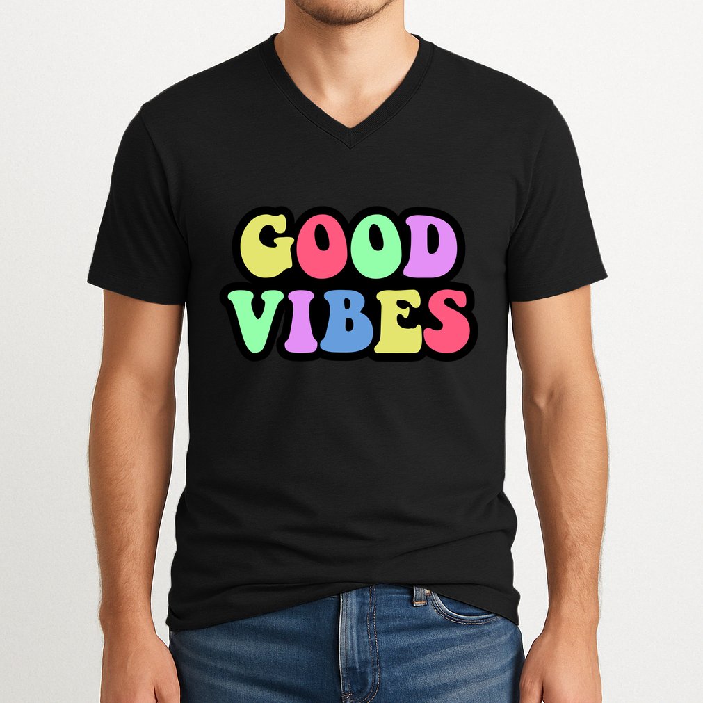 70s Retro Groovy Hippie Good Vibes Bold V-Neck T-Shirt
