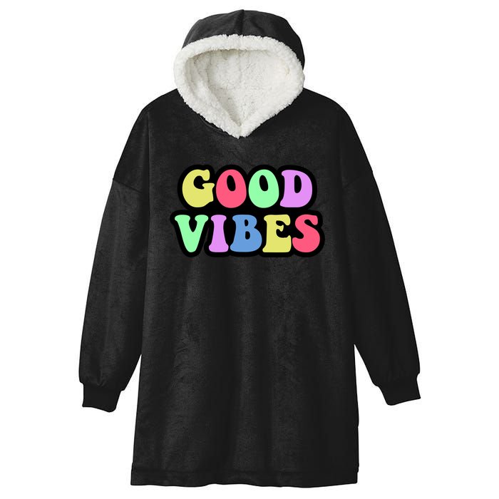 70s Retro Groovy Hippie Good Vibes Bold Hooded Wearable Blanket