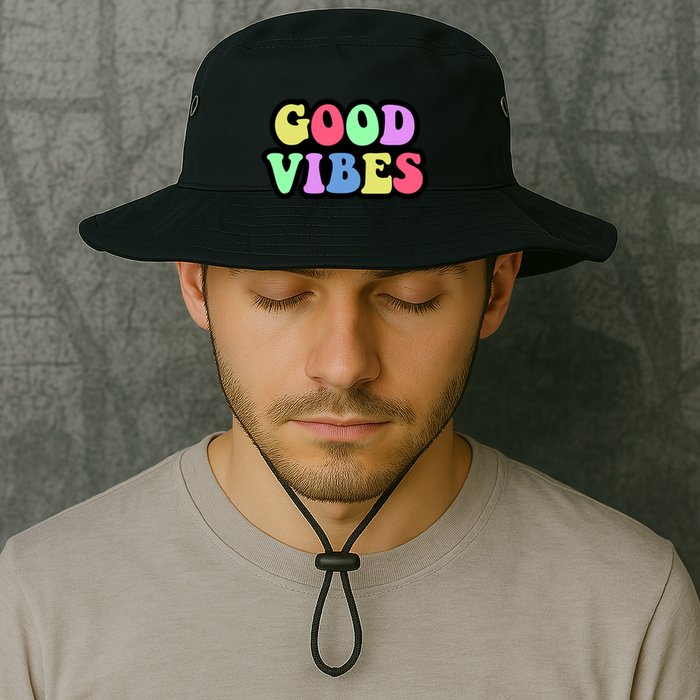 70s Retro Groovy Hippie Good Vibes Bold Bucket Hat