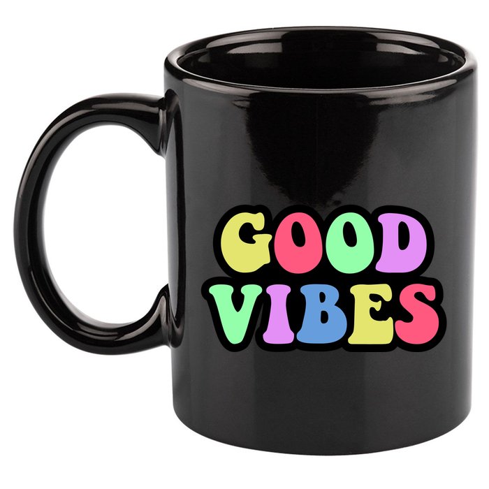 70s Retro Groovy Hippie Good Vibes Bold 11oz C Handle Ceramic Mug