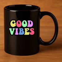 70s Retro Groovy Hippie Good Vibes Bold 11oz C Handle Ceramic Mug