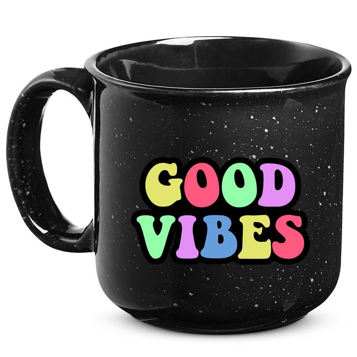 70s Retro Groovy Hippie Good Vibes Bold 15oz Campfire Ceramic Mug
