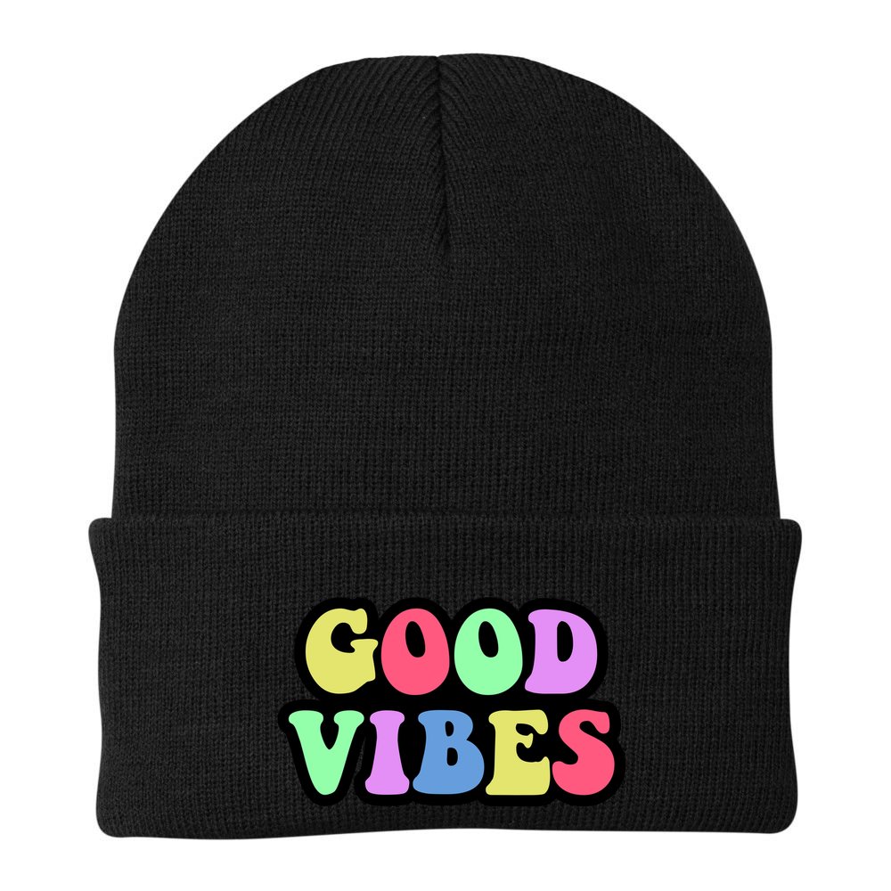 70s Retro Groovy Hippie Good Vibes Bold Beanie